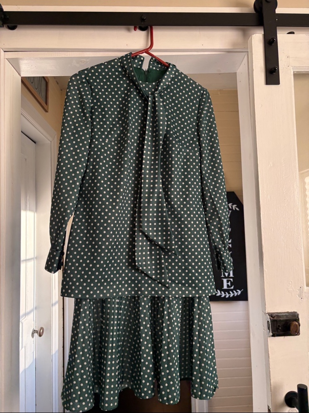 Mary Dobbs Original Green / white Polk dots Dress / lined